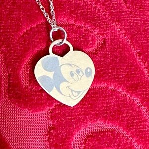 Licensed Disney Sterling Silver Mickey Mouse Pendant. 18” Sterling Silver Chain.